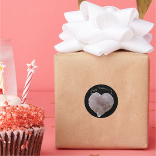 Adesivo Redondo Namorados Felizes Cristais Ametistas Rosa Coração