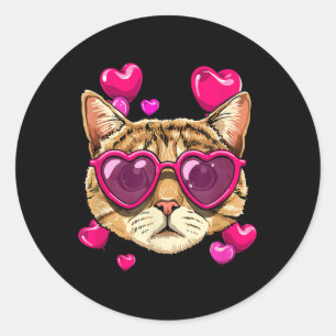 Adesivo Redondo Namorados Gato Camisa Gatinho Vestindo Ca Pulmonar