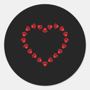 Adesivo Redondo Namorados Heart Paw Print Dog Lovers
