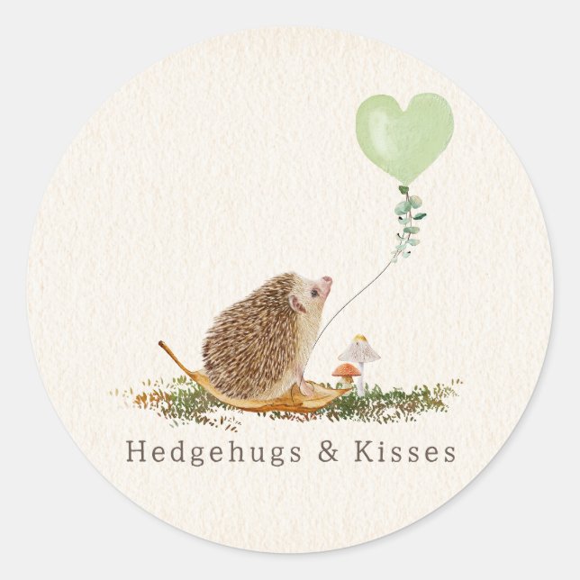 Adesivo Redondo Namorados Hedgehugs & Kisses Hedgehog (Frente)