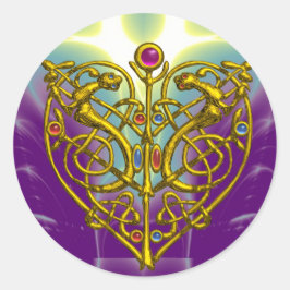 ADESIVO REDONDO NAMORADOS HÍPER/NÓ CELTICO DOURADO CORAÇÃO NA ROLA