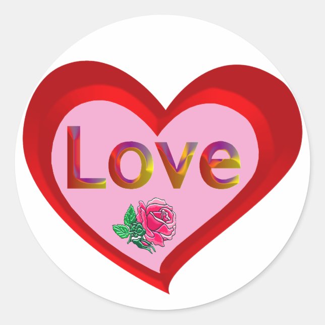Adesivo Redondo Namorados Love Heart Stickers (Frente)