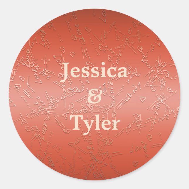 Adesivo Redondo Namorados. Monograma. (Frente)