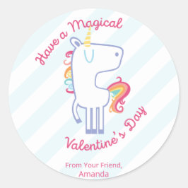 Adesivo Redondo Namorados Personalizado do Rainbow Unicorn