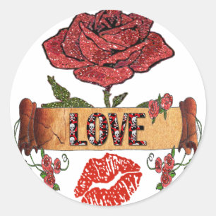 Adesivo Redondo NAMORADOS RAB Rockabilly, Love & Lipstick