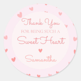 Adesivo Redondo Namorados Sweetheart Pink Peach Hearthday