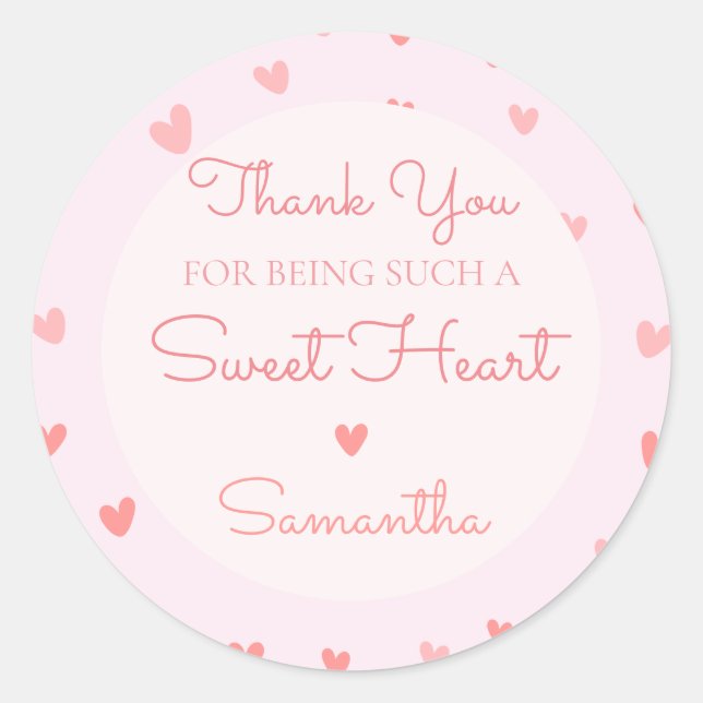 Adesivo Redondo Namorados Sweetheart Pink Peach Hearthday (Frente)