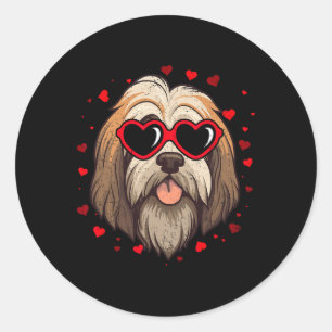 Adesivo Redondo Namorados tibetano Terrier Cachorro Cugado