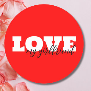 Adesivo Redondo Namorados Vermelho Neon White LOVE