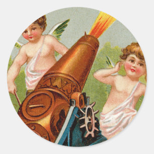 Adesivo Redondo Namorados Vintage com Heart Cannon