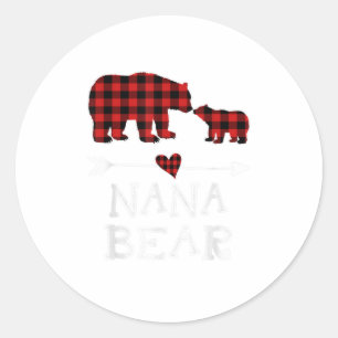 Adesivo Redondo Nana Bear Christmas Pajama Red Xadrez Bu