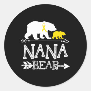 Adesivo Redondo Nana Bear Infância Cancer Consciência Nana De Uma