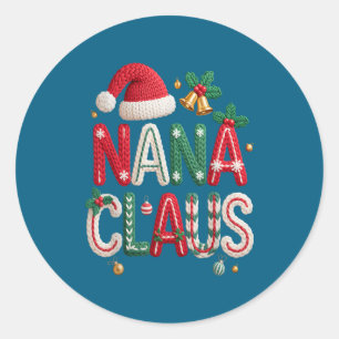 Adesivo Redondo Nana Claus Papai Noel Vovó Família Coordenadas Chr