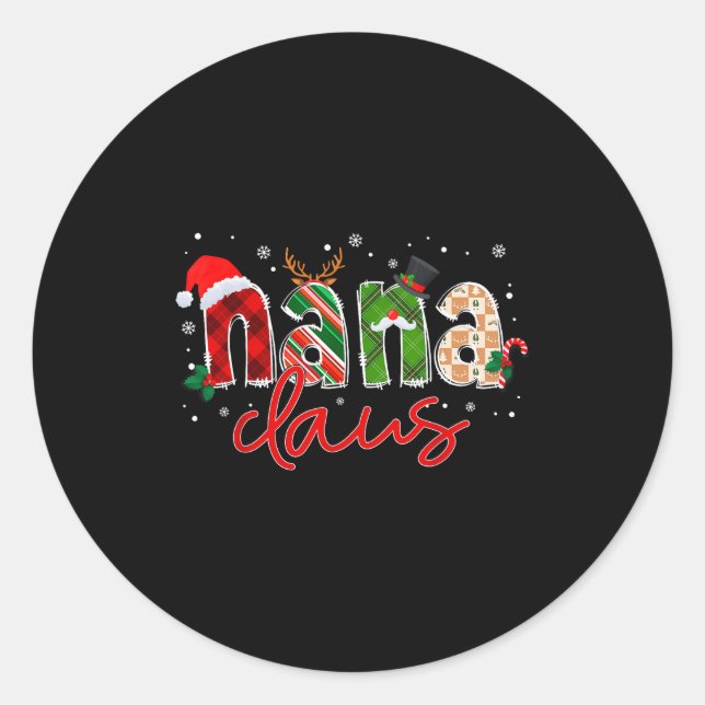 Adesivo Redondo Nana Claus Santa Claus Family Matching Christmas P (Frente)