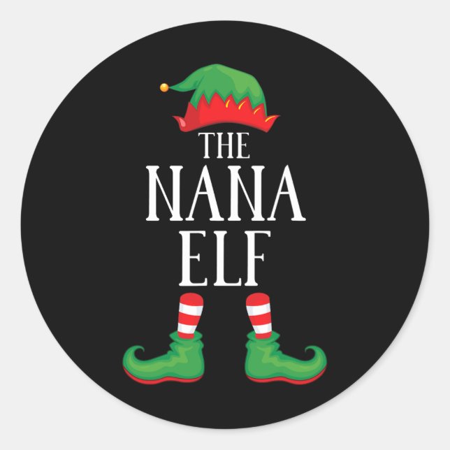 Adesivo Redondo Nana Elf Matching Group Xmas Funny Family Christma (Frente)