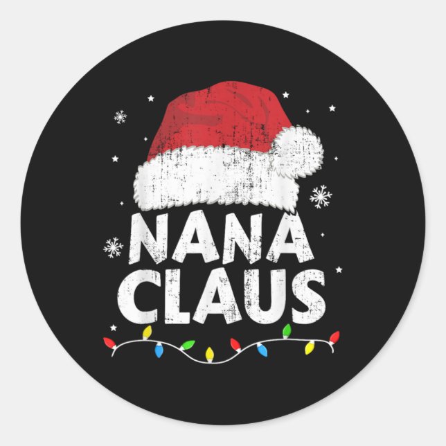 Adesivo Redondo Nana Grandma Claus Christmas Lights Matching Famil (Frente)