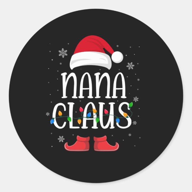 Adesivo Redondo Nana Santa Claus Hat With Xmas Light Christmas (Frente)