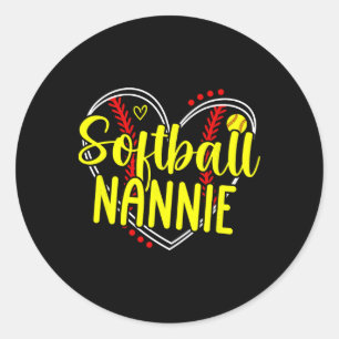 Adesivo Redondo Naninhe de Softbol Coração de Naninha de um Jogado
