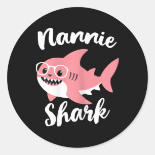Adesivo Redondo Nannie Shark Dia de as mães Vovó Engraçado