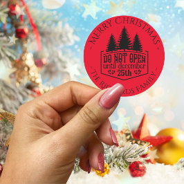 Adesivo Redondo Não Abra até - Natal Vermelho Personalizado