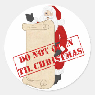 Adesivo Redondo Não abra até o Natal