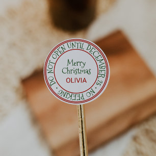 Adesivo Redondo Não Abrir Até 25 De Dezembro Presente De Natal