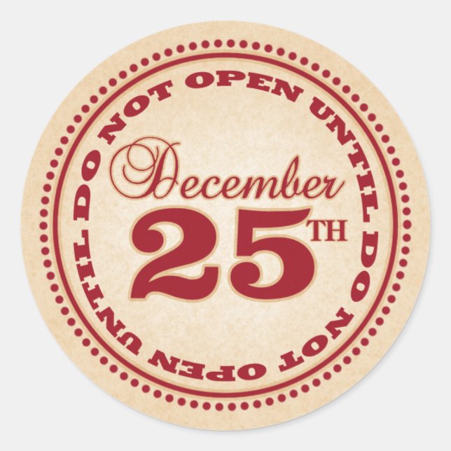 Adesivo Redondo Não Abrir Até Os Vinhetas De Natal (Frente)