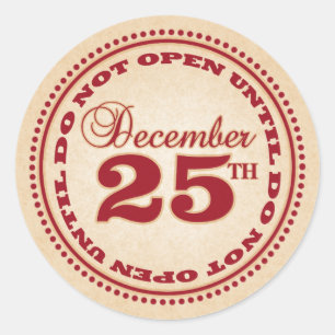 Adesivo Redondo Não Abrir Até Os Vinhetas De Natal