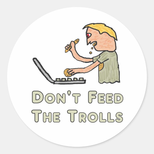 Adesivo Redondo Não alimente os Troll (Frente)