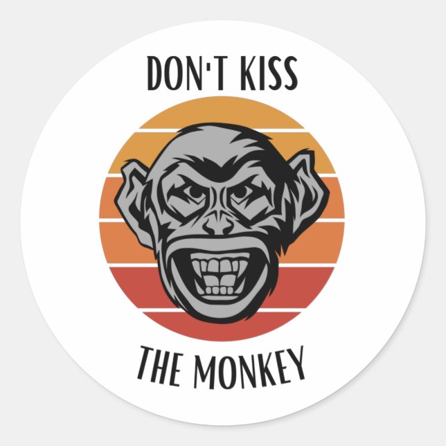 Adesivo Redondo Não beije o macaco (Frente)