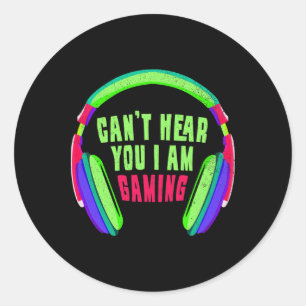Adesivo Redondo Não consigo ouvi-lo Estou jogando games e videogam