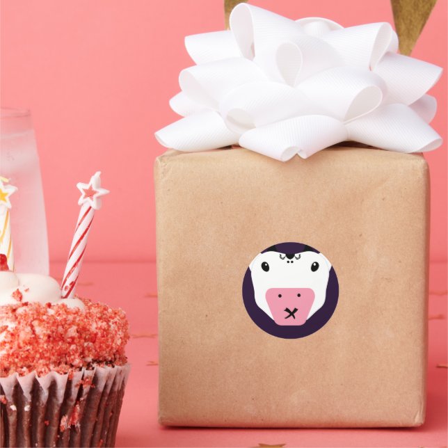 Adesivo Redondo Não conte a vaca secreta de Kawaii (Festa)