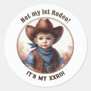 Adesivo Redondo "Não é minha rodeia de 11 ruas" Cowboy Toddler no 
