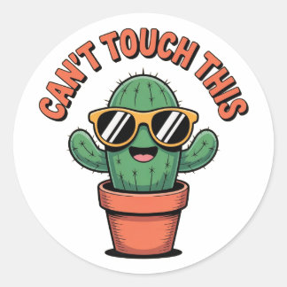 Adesivo Redondo Não é possível tocar nisso - Engraçado Cactus Pun 