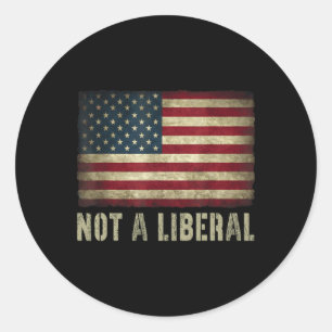 Adesivo Redondo Não é uma bandeira liberal vintage dos EUA 4 de ju