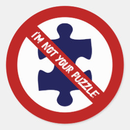 Adesivo Redondo Não é uma Peça de Puzzle, Sem Peças de Puzzle, Con