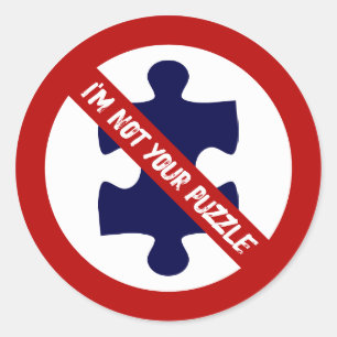 Adesivo Redondo Não é uma Peça de Puzzle, Sem Peças de Puzzle, Con