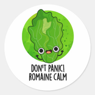 Adesivo Redondo Não entre em pânico Romaine Calm Cute Veggie Pun