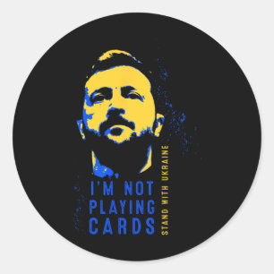 Adesivo Redondo Não Estou Jogando Cartas Zelensky Bandeira Ucrania