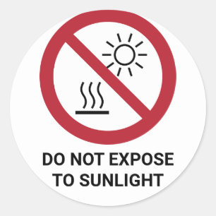 Adesivo Redondo Não Exponha À Luz Solar Direta, Sinal De Proibição
