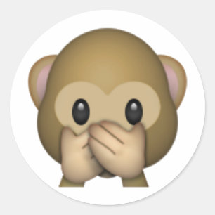 Adesivo Redondo Não fale nenhum macaco mau - Emoji