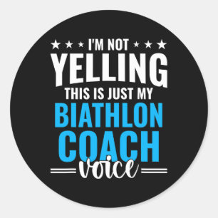 Adesivo Redondo Não Gritando Biathlon Coach Voz Engraçado Biathlon