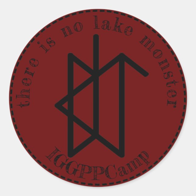 Adesivo Redondo Não há nenhum monstro do lago IGGPPCamp (Frente)