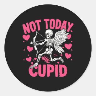 Adesivo Redondo Não Hoje Cupido Engraçado Cupido Esqueleto Anti Va