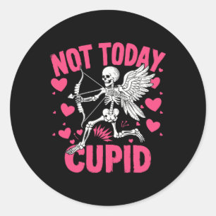 Adesivo Redondo Não Hoje Em Dia, Cupido Engraçado Cupido, Esquelet