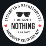Adesivo Redondo Não Me Arrependo De Nada Festa de solteira<br><div class="desc">Eu Não Me Arrependo De Nada De Kit De Festa de solteira. Adicione um toque divertido de cor e estilo único aos seus favores de casamento ou chá de panela. Um saco de chás de panela é um excelente adicional ao planejamento de partidos. Essas bolsas únicas serão facilmente usadas como...</div>