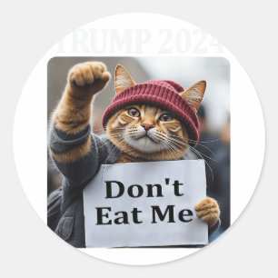 Adesivo Redondo Não me coma gatos para Trump 2024