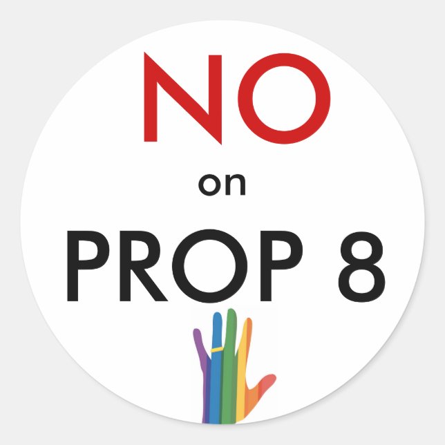 Adesivo Redondo Não no Prop 8 (Frente)