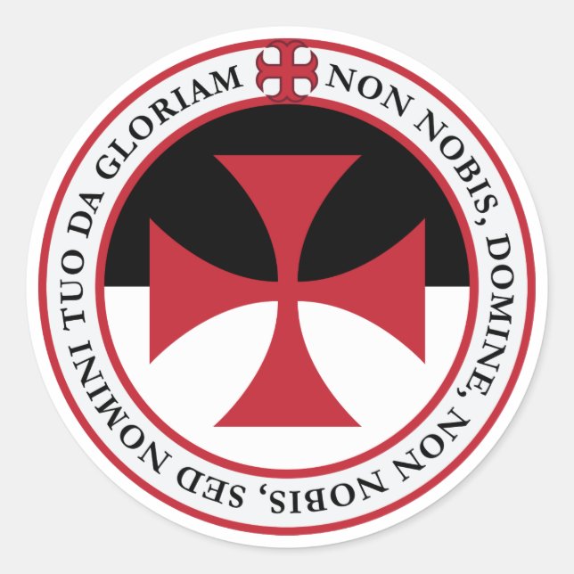 Adesivo Redondo Não Nobis Domine Templar Cross Seal (Frente)