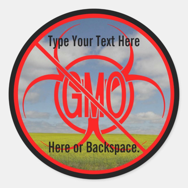 Adesivo Redondo Não OGM Vinhetas OGM Avisadores personalizados de  (Frente)